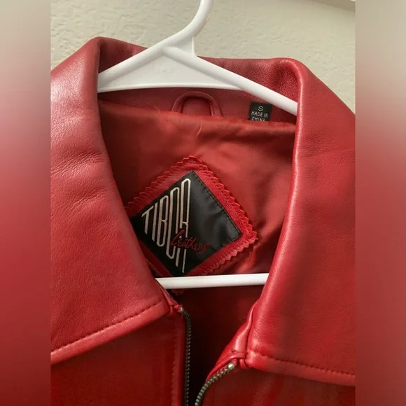Tiboa Leathers dark red jacket, women’s size S - Picture 5 of 9